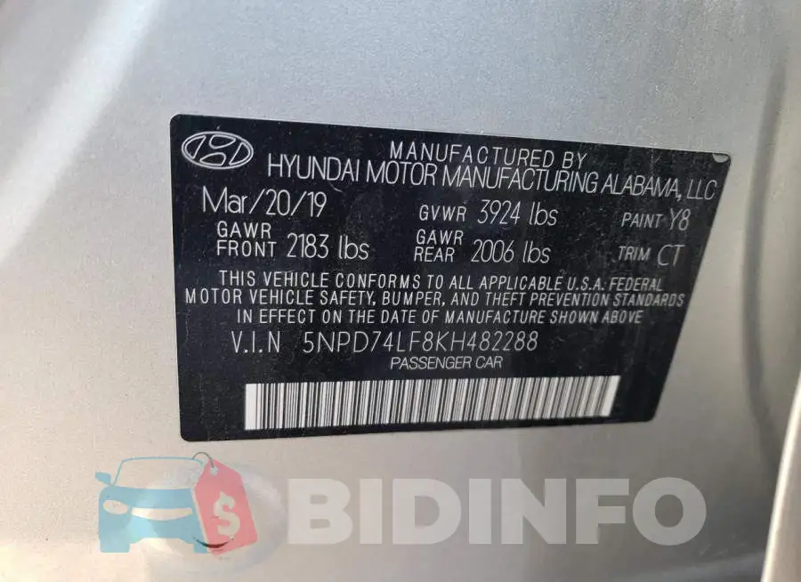 5NPD74LF8KH482288 Photo# 12