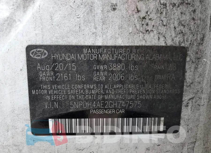 5NPDH4AE2GH747575 Photo# 12