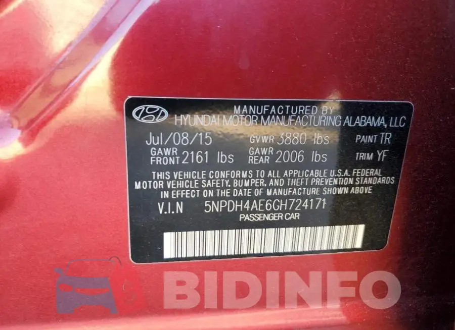 5NPDH4AE6GH724171 Photo# 12