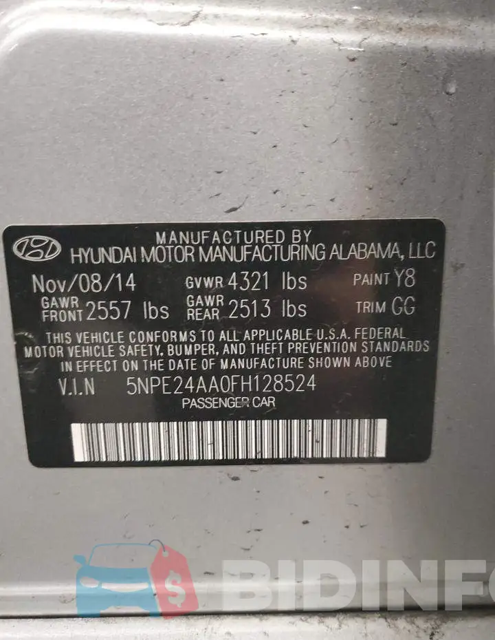 5NPE24AA0FH128524 Photo# 12