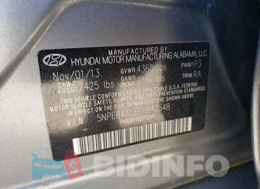 5NPEB4AC6EH843548 Photo# 12