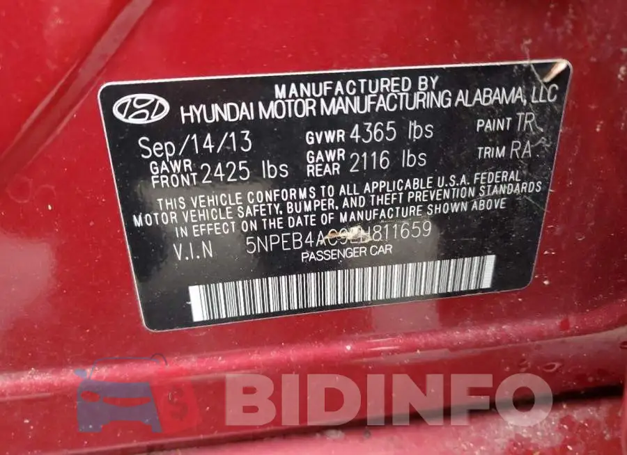 5NPEB4AC9EH811659 Photo# 12