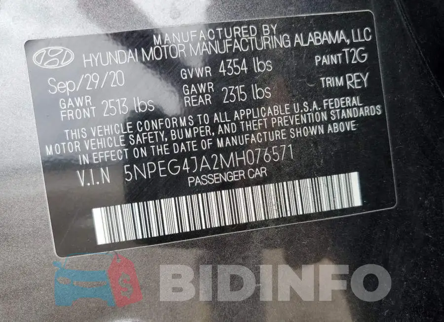5NPEG4JA2MH076571 Photo# 12