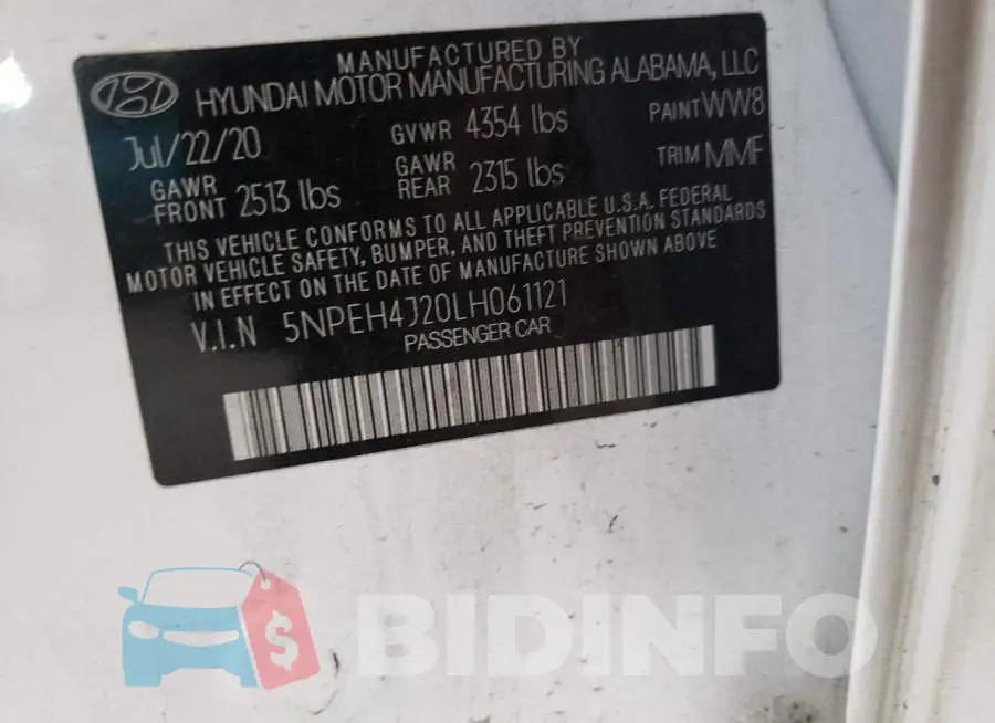 5NPEH4J20LH061121 Photo# 12