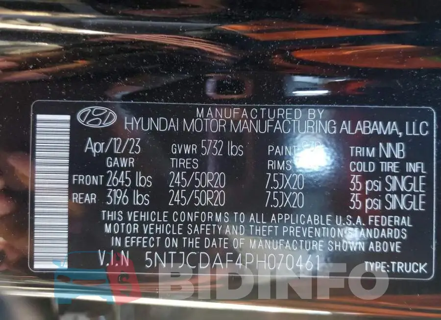 5NTJCDAF4PH070461 Photo# 13
