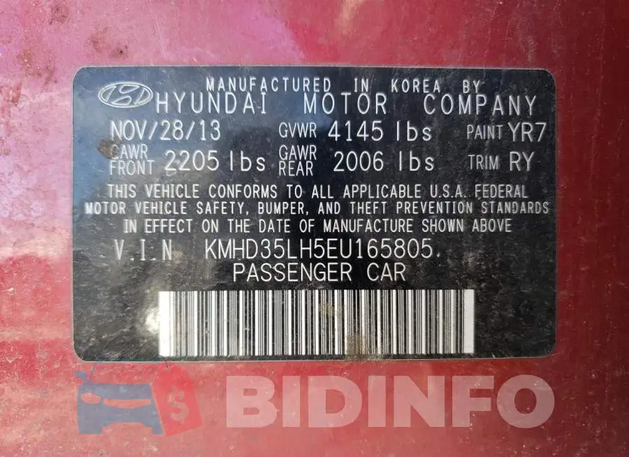 KMHD35LH5EU165805 Photo# 12