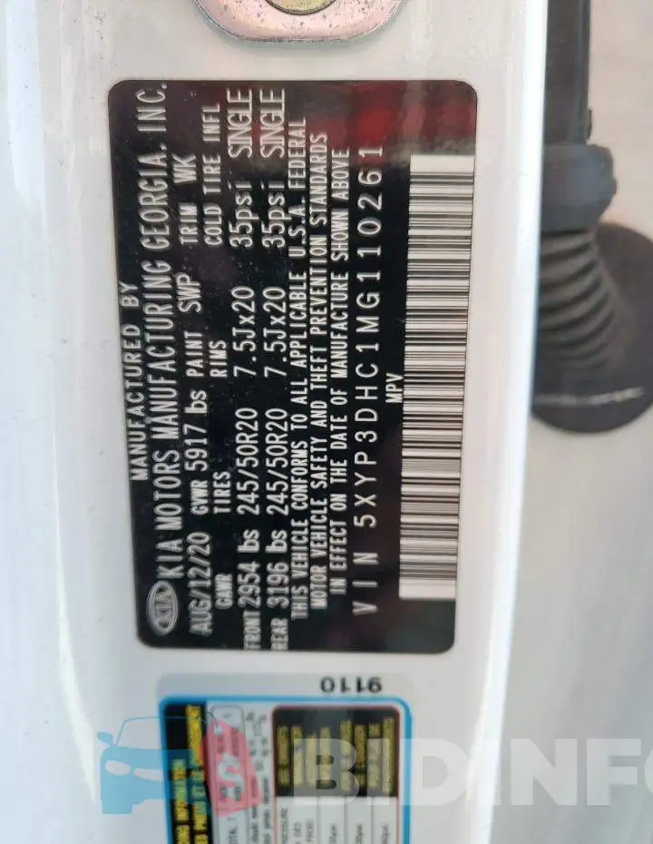 5XYP3DHC1MG110261 Photo# 12