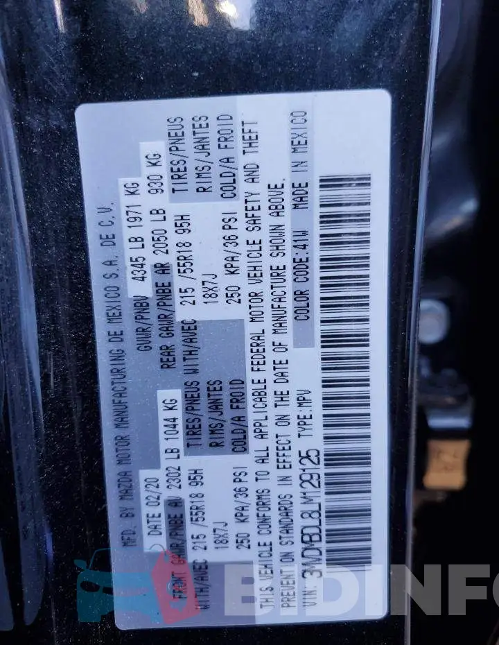 3MVDMBDL8LM129125 Photo# 13
