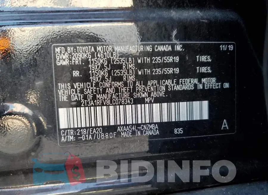 2T3A1RFV8LC078343 Photo# 14