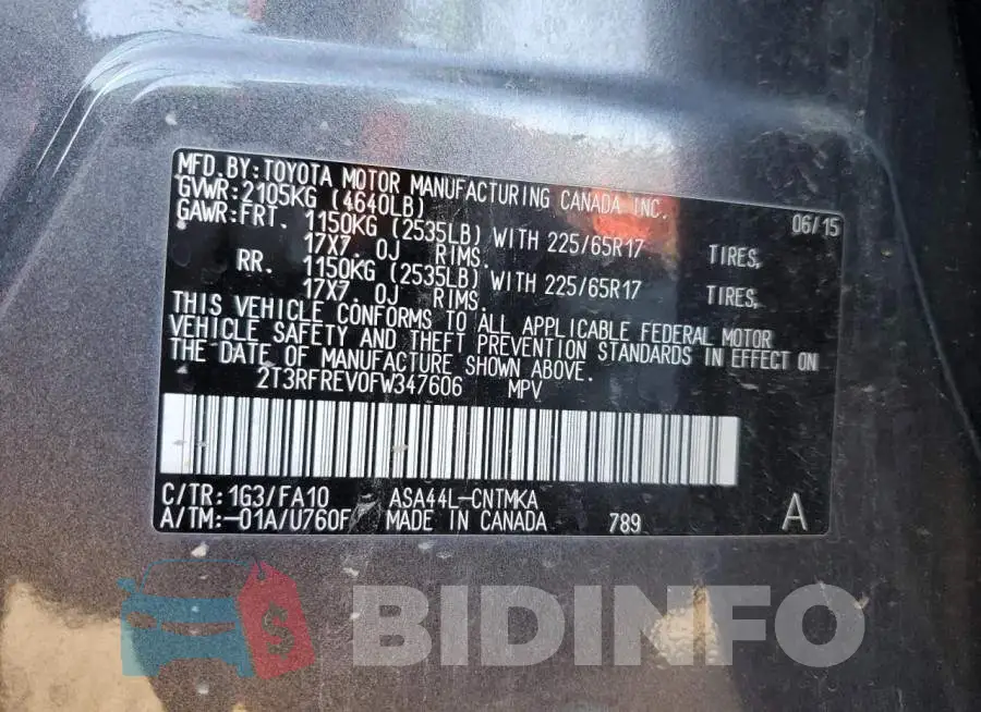 2T3RFREV0FW347606 Photo# 13