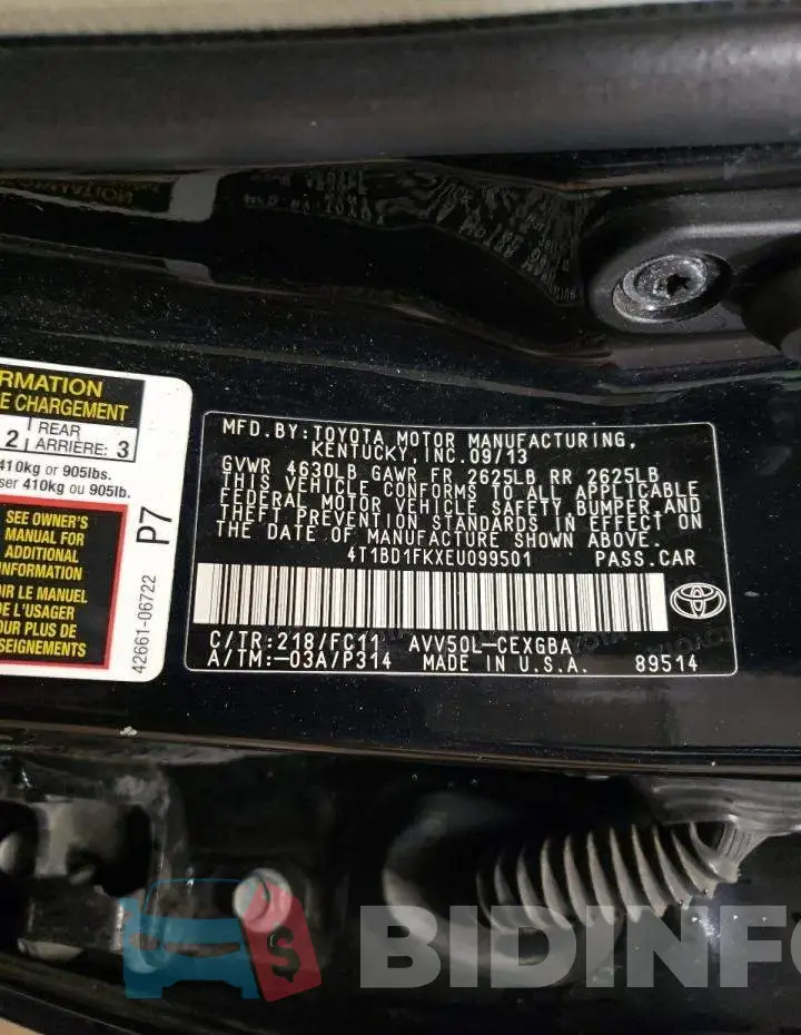 4T1BD1FKXEU099501 Photo# 12