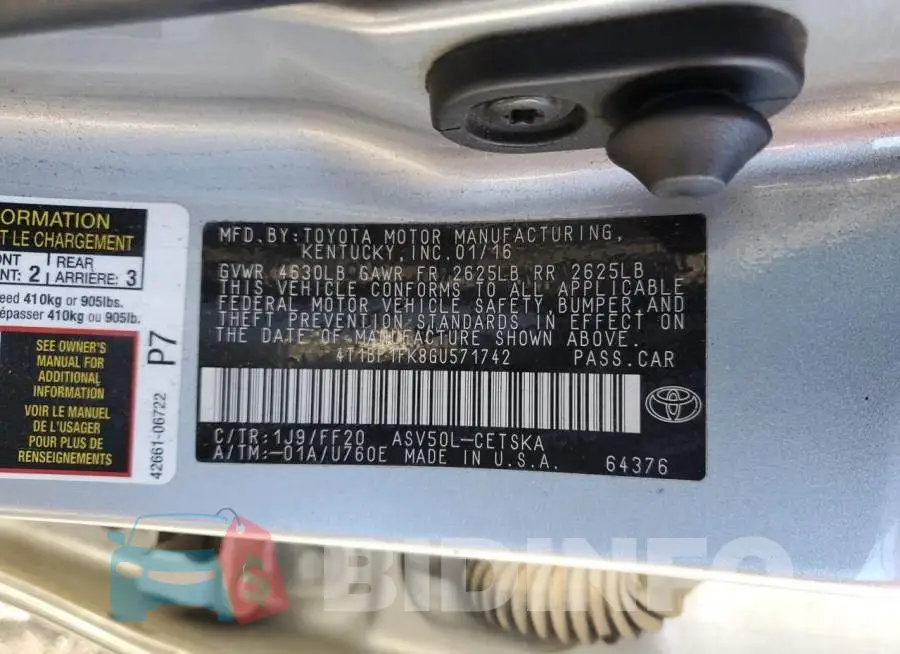 4T1BF1FK8GU571742 Photo# 12