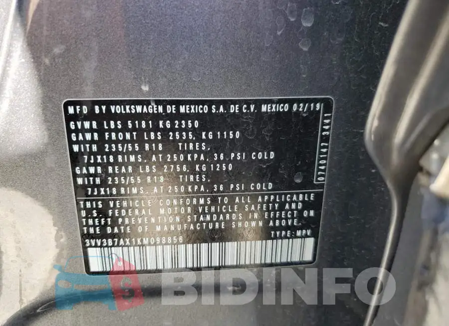3VV3B7AX1KM098856 Photo# 13