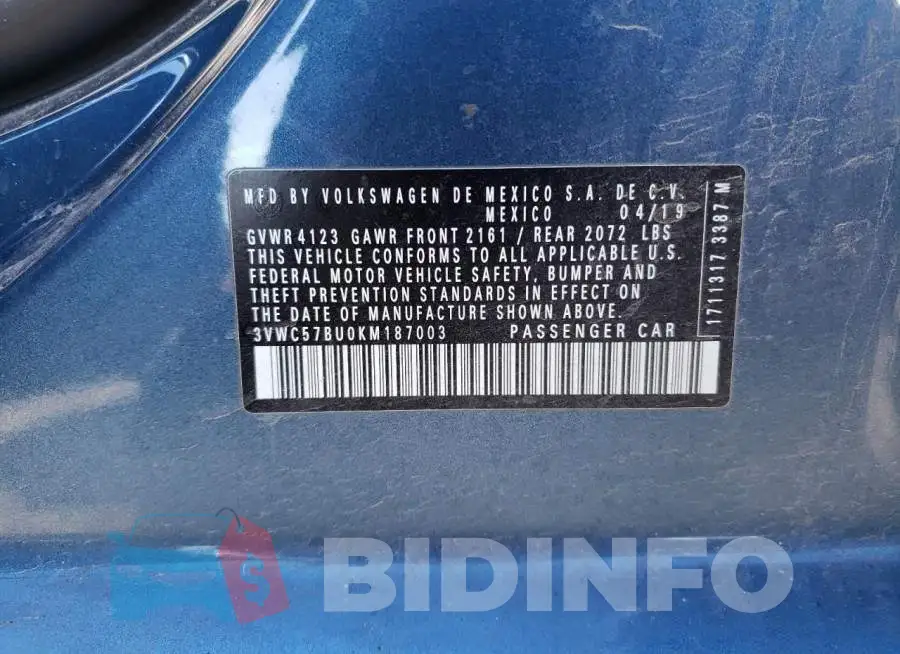 3VWC57BU0KM187003 Photo# 13