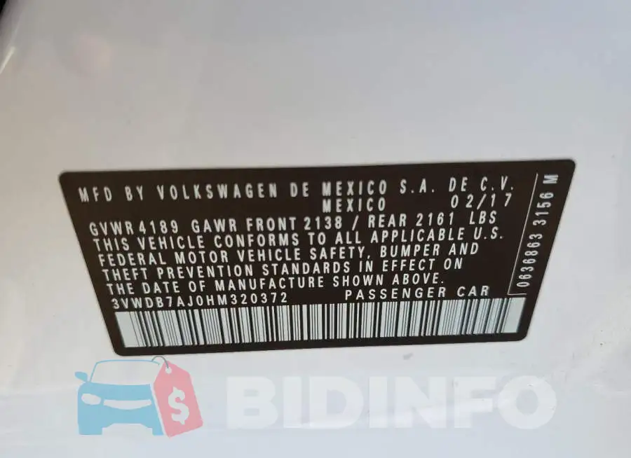 3VWDB7AJ0HM320372 Photo# 12