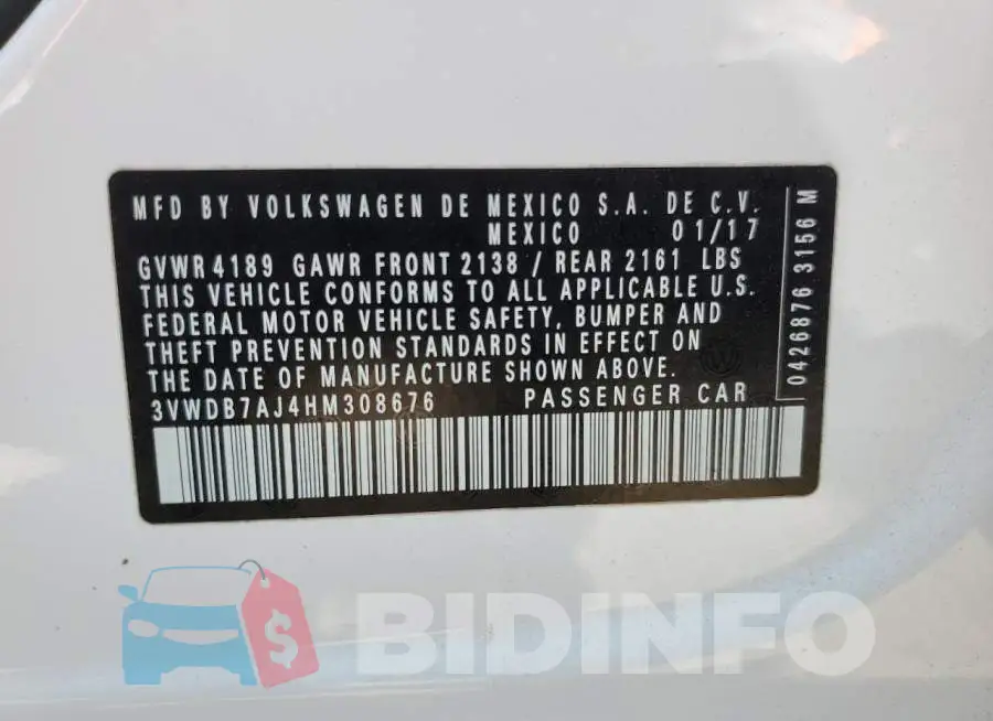 3VWDB7AJ4HM308676 Photo# 12