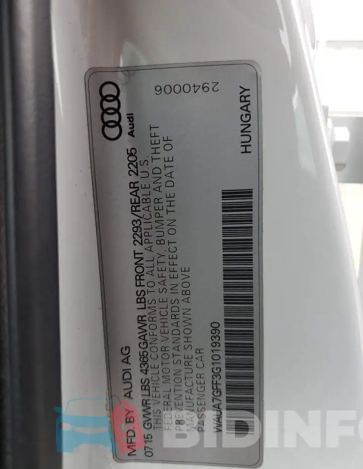 WAUA7GFF3G1019390 Photo# 12