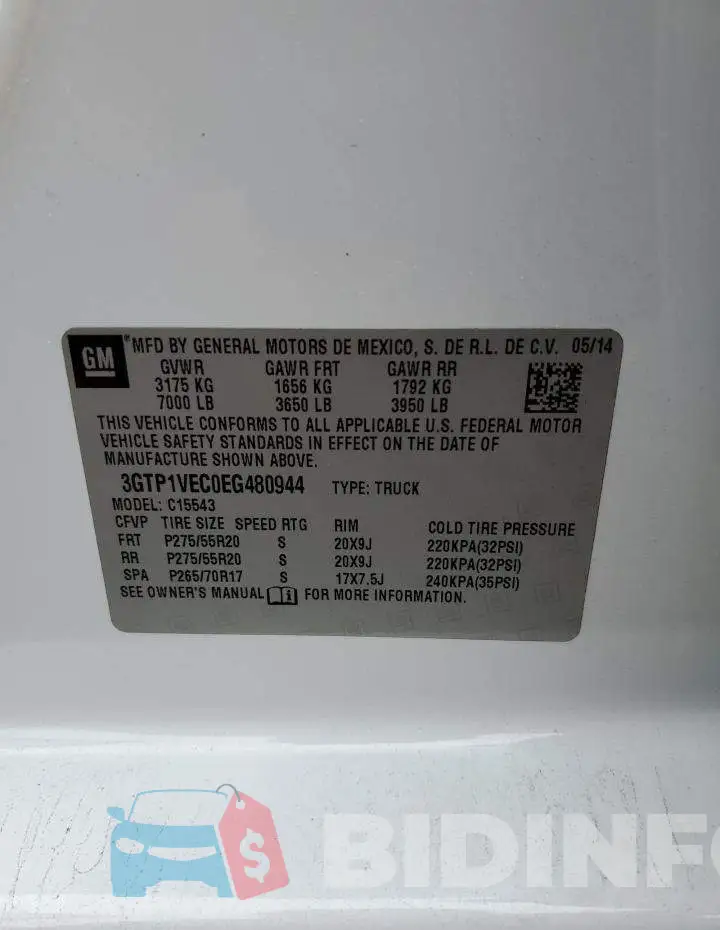 3GTP1VEC0EG480944 Photo# 13