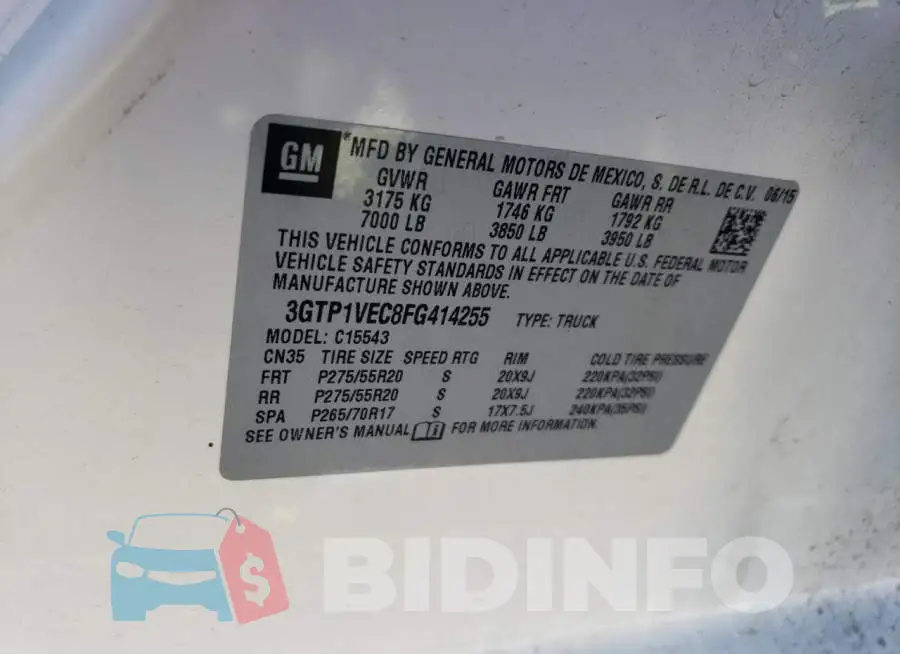 3GTP1VEC8FG414255 Photo# 12