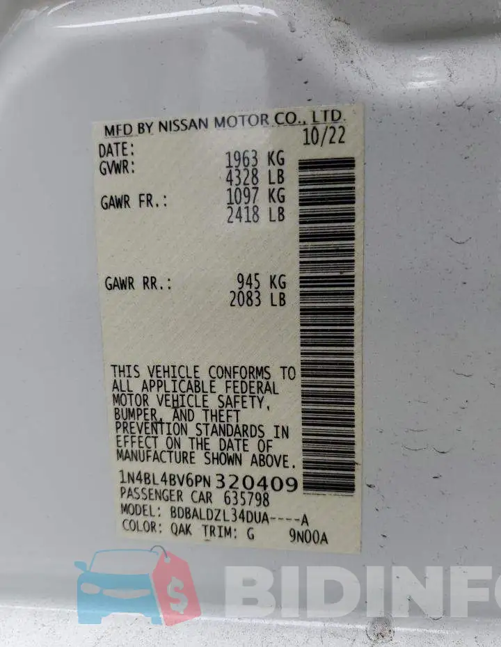 1N4BL4BV6PN320409 Photo# 12