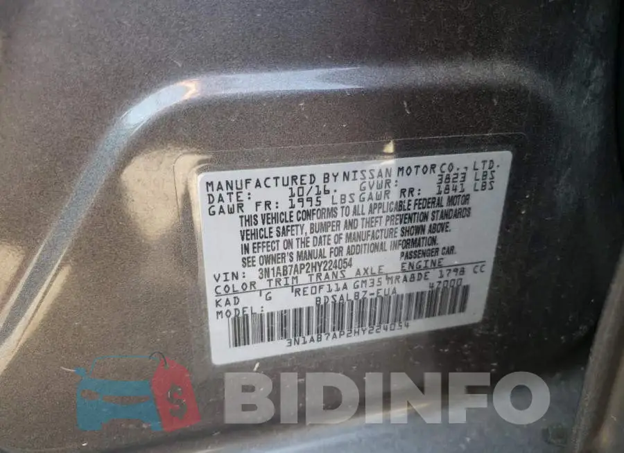 3N1AB7AP2HY224054 Photo# 13