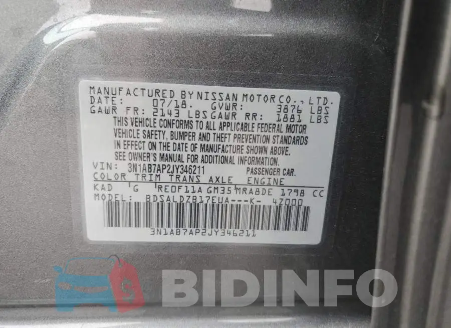 3N1AB7AP2JY346211 Photo# 13