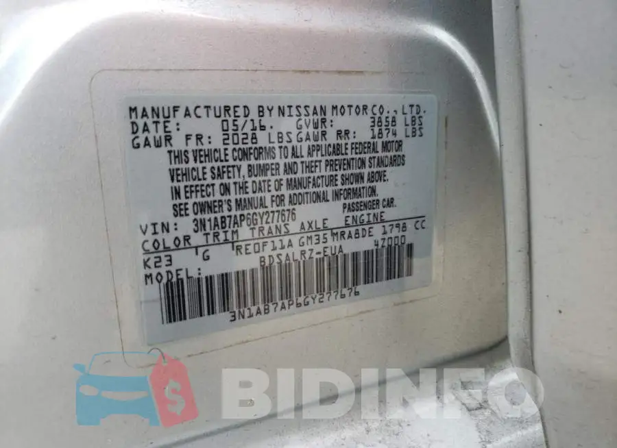 3N1AB7AP6GY277676 Photo# 12