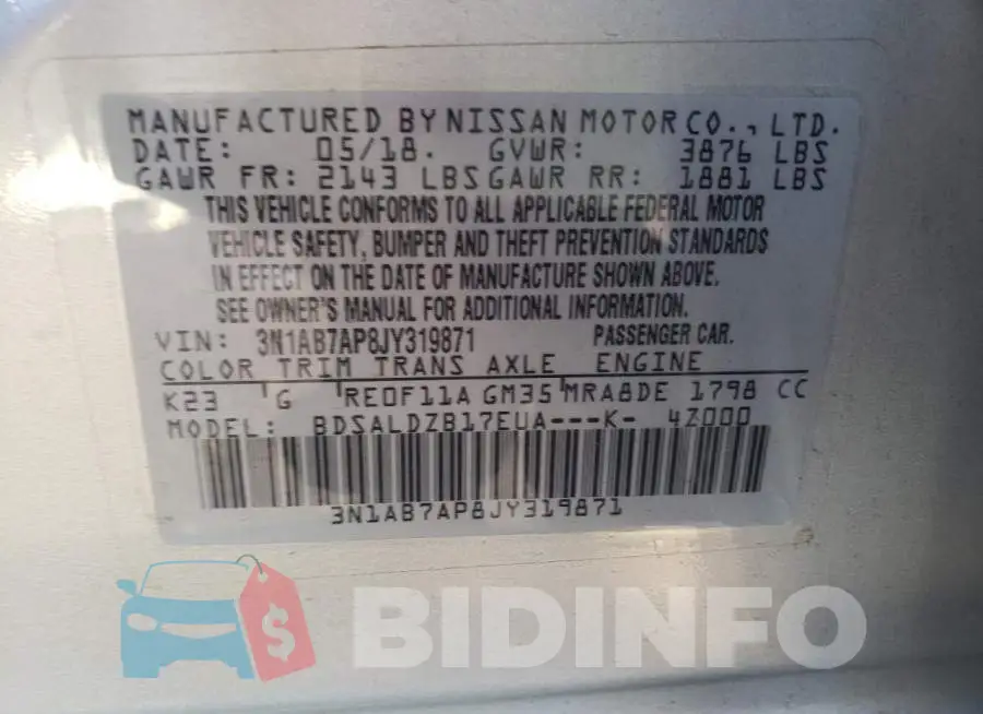 3N1AB7AP8JY319871 Photo# 13