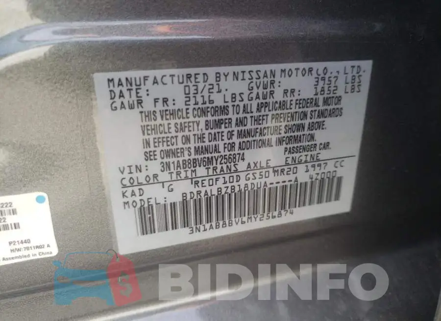 3N1AB8BV6MY256874 Photo# 12