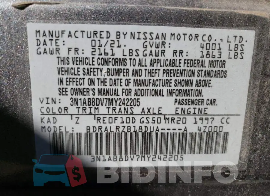 3N1AB8DV7MY242205 Photo# 12