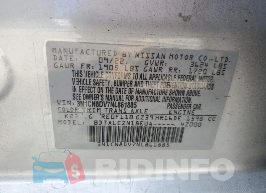 3N1CN8DV7NL861885 Photo# 12