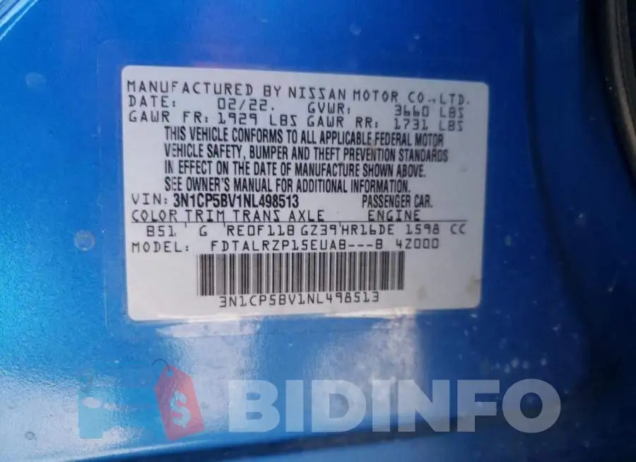 3N1CP5BV1NL498513 Photo# 12
