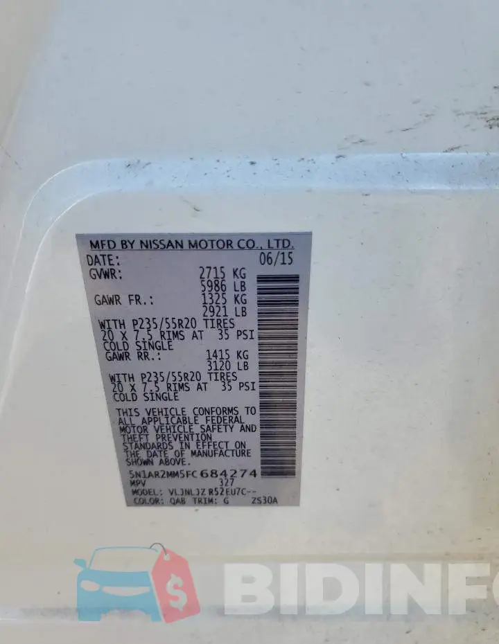 5N1AR2MM5FC684274 Photo# 13