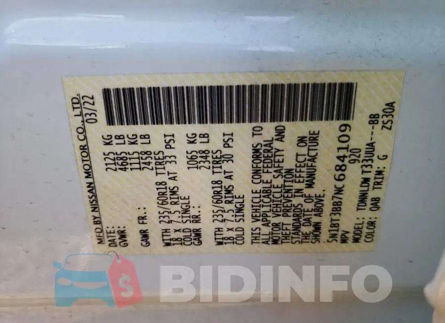 5N1BT3BB7NC684109 Photo# 12