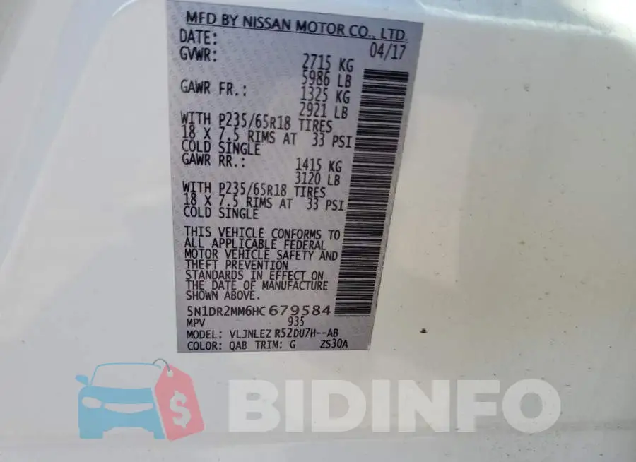 5N1DR2MM6HC679584 Photo# 13