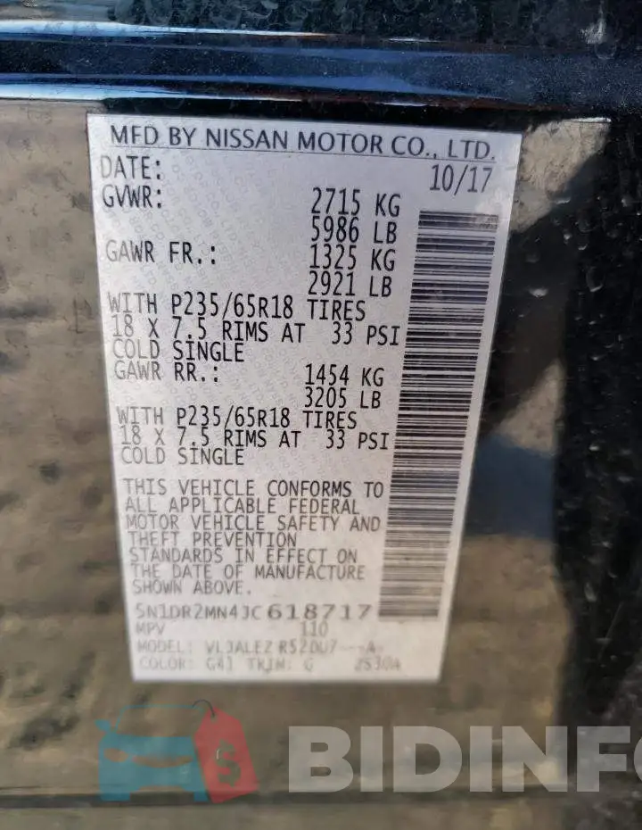 5N1DR2MN4JC618717 Photo# 13
