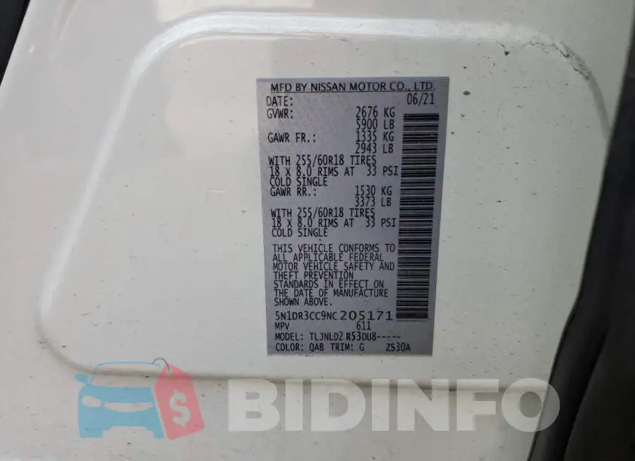 5N1DR3CC9NC205171 Photo# 12