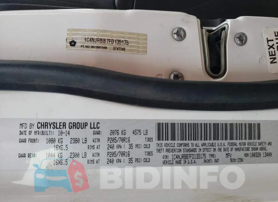 1C4NJRBB7FD135175 Photo# 14