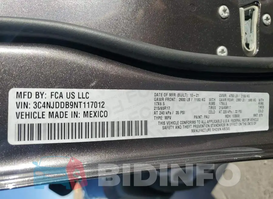 3C4NJDDB9NT117012 Photo# 13