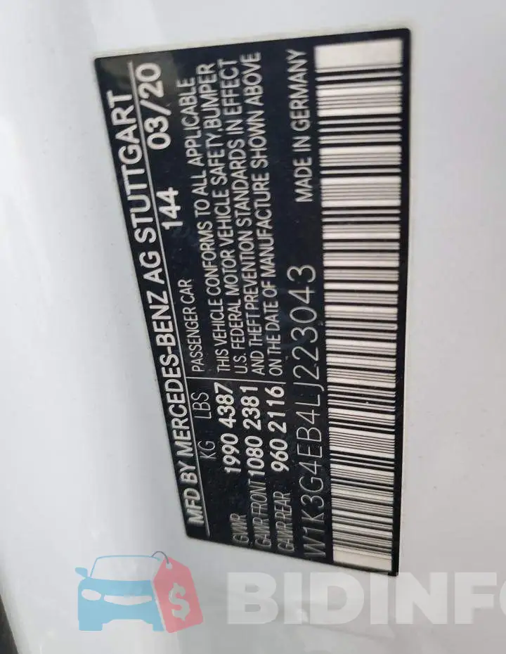 Mercedes-Benz A220 2020 White AUTOMATIC 2L | W1K3G4EB4LJ223043 ...