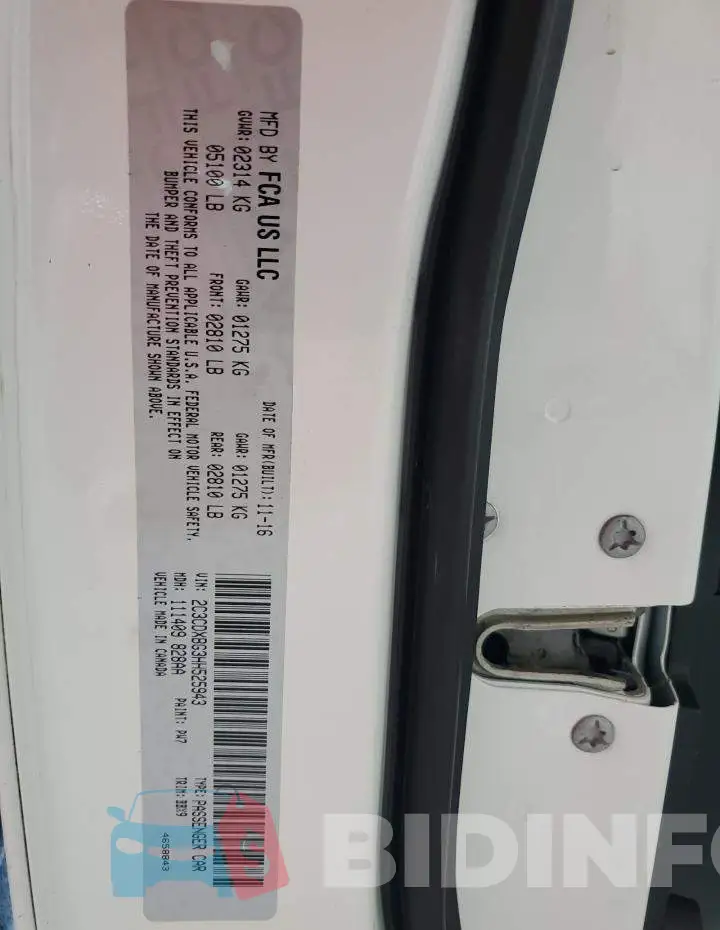 2C3CDXBG3HH525943 Photo# 12