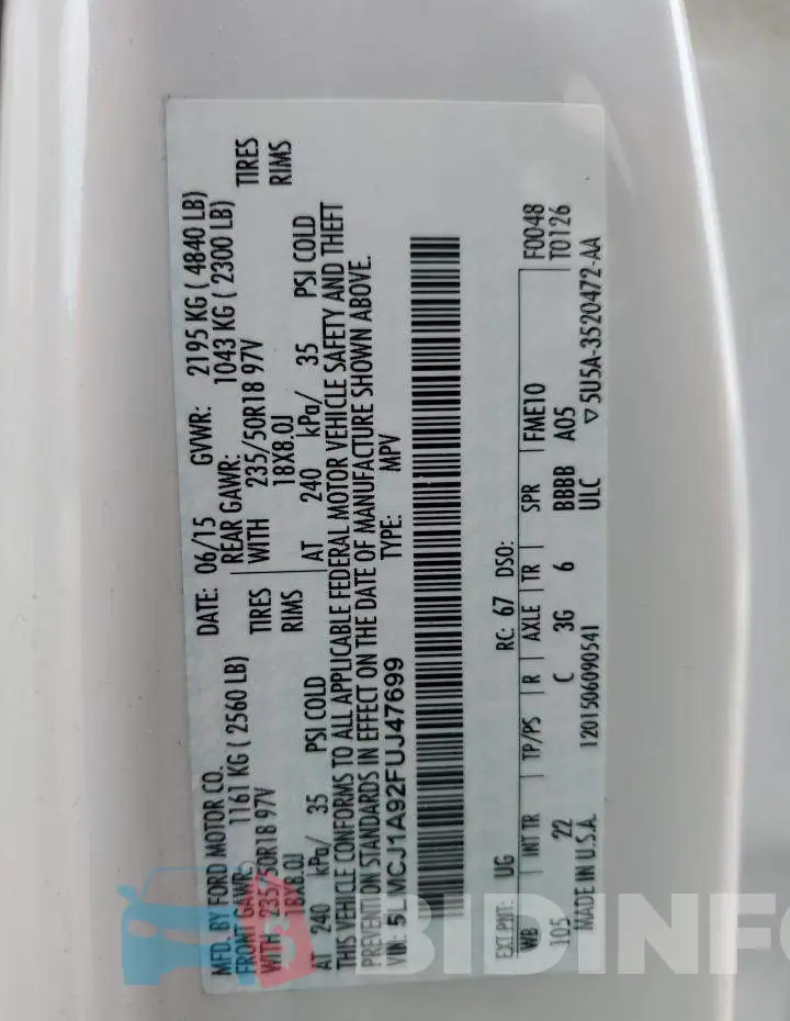 5LMCJ1A92FUJ47699 Photo# 12