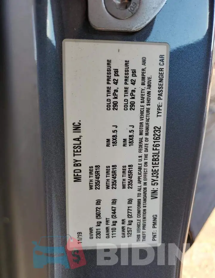 5YJ3E1EB3LF616232 Photo# 12