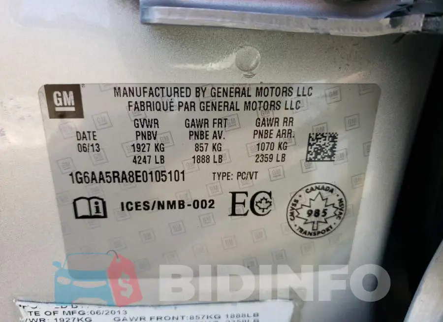 1G6AA5RA8E0105101 Photo# 12