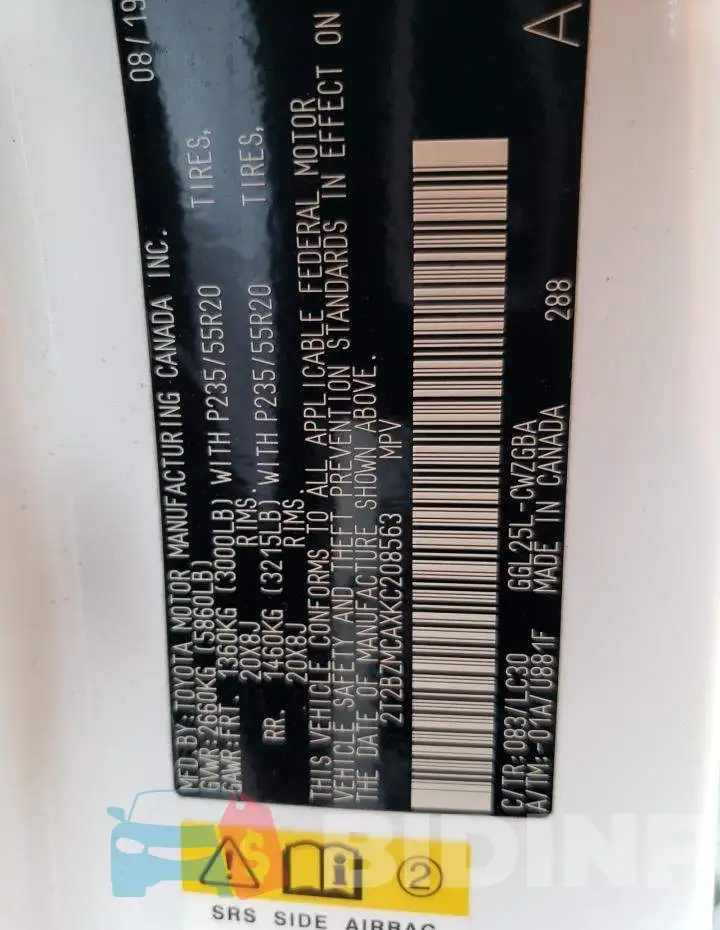 2T2BZMCAXKC208563 Photo# 12