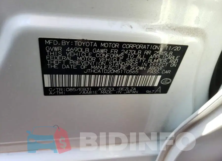 JTHCA1D20M5110565 Photo# 12