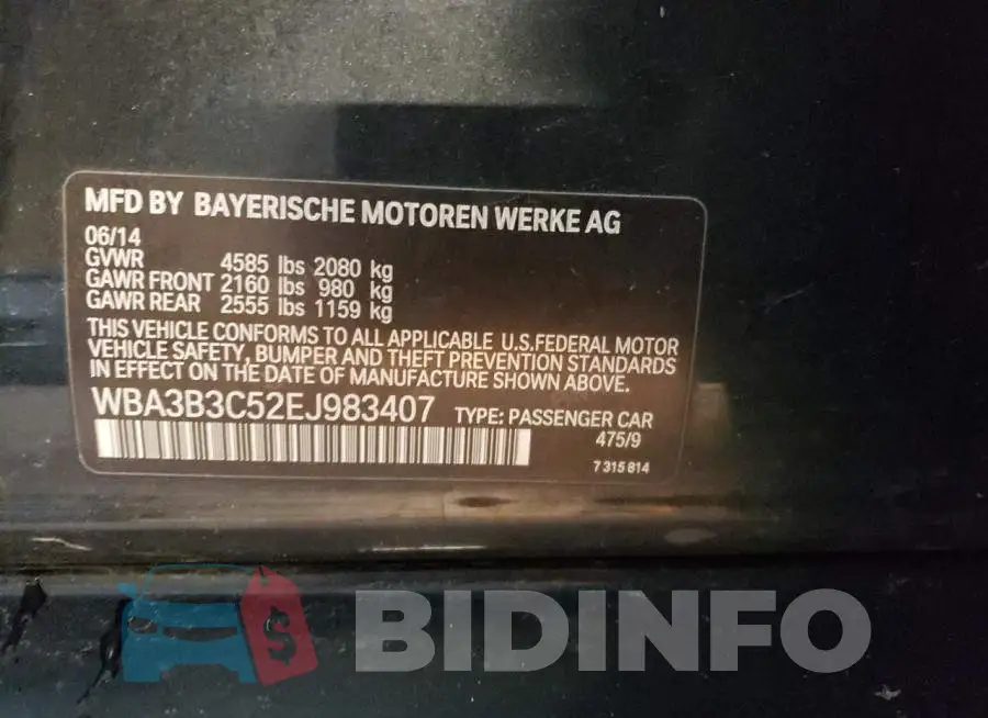 WBA3B3C52EJ983407 Photo# 12