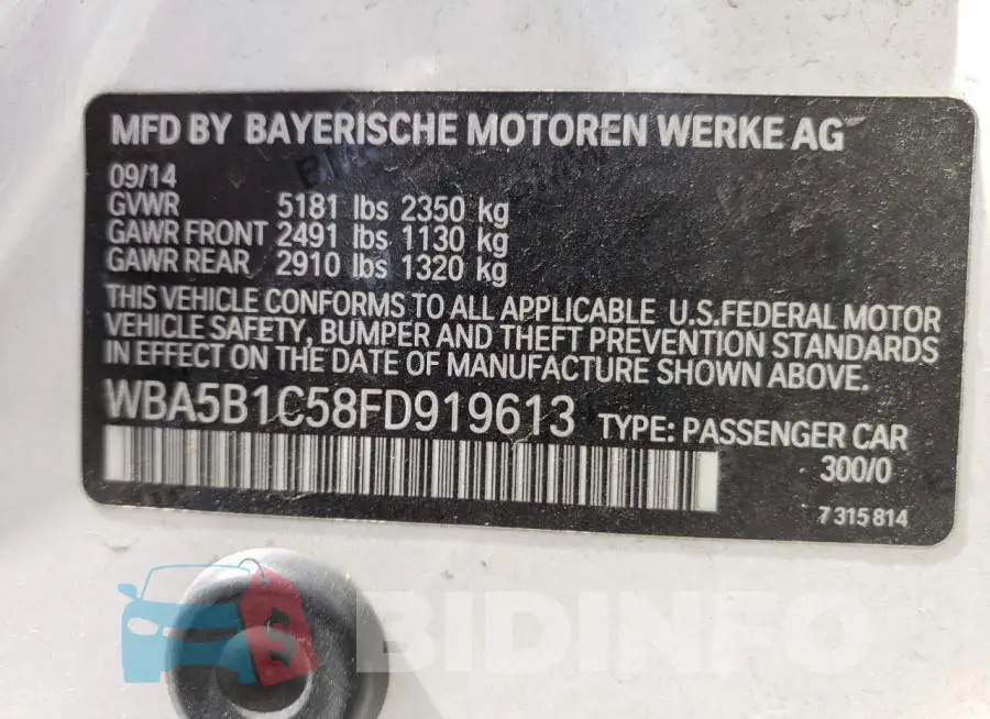 WBA5B1C58FD919613 Photo# 12