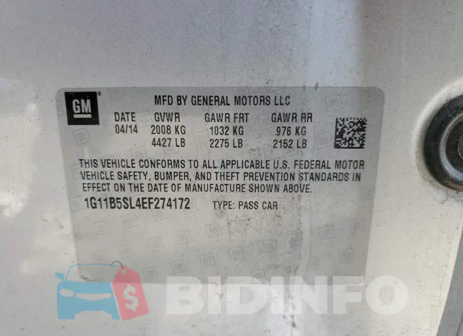 1G11B5SL4EF274172 Photo# 13