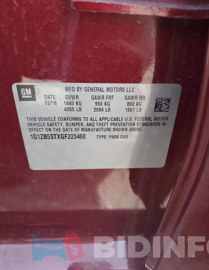 1G1ZB5STXGF223460 Photo# 12